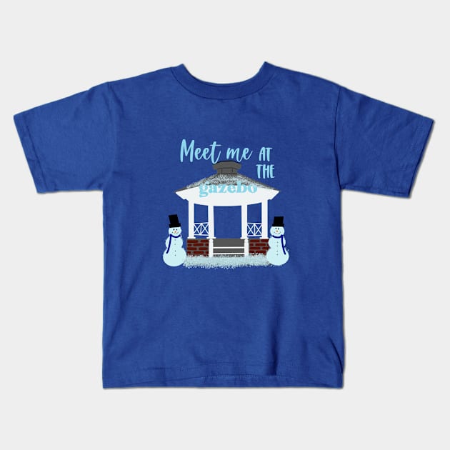 Meet Me at the Winter Gazebo Kids T-Shirt by CaffeinatedWhims